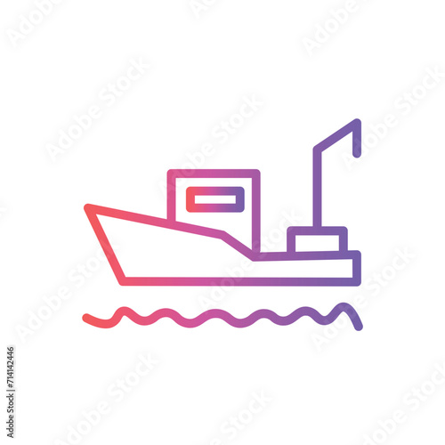 boat drifter fish line gradient icon