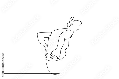 woman old back waist pain health one line art design