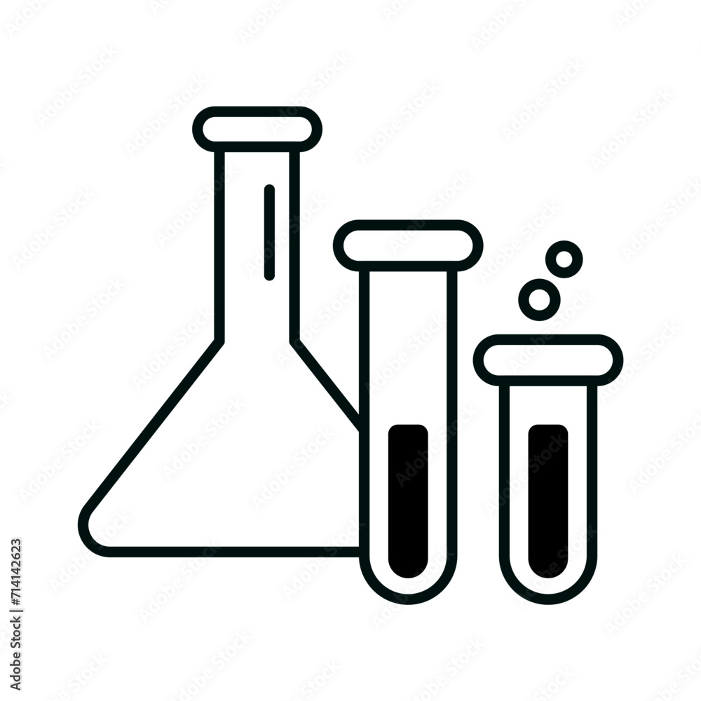 Vector image of a triangular flask and test tubes. Chemist supplies icon. Vector image of a triangular flask and test tubes. Chemist supplies icon.