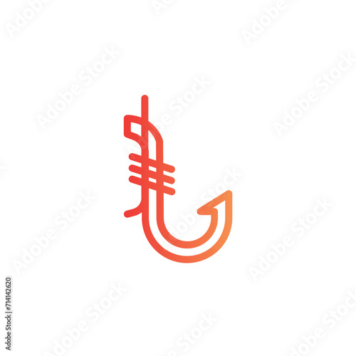 bait fish fishing line gradient icon