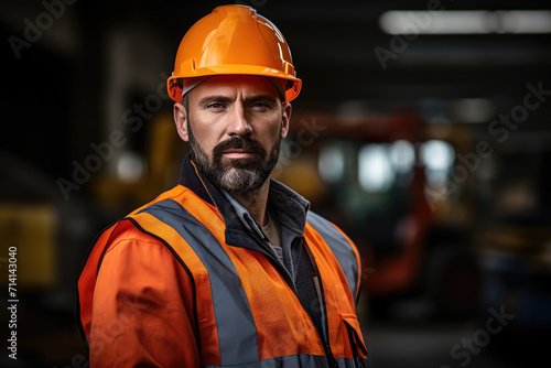 Engineer on blurred construction background