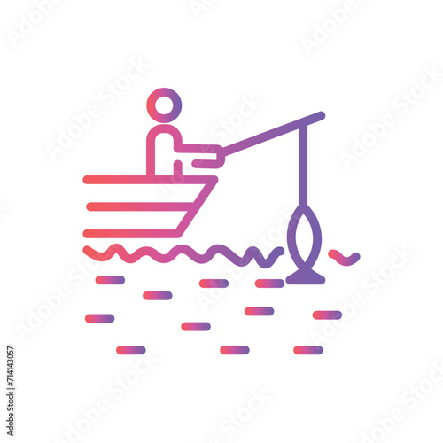 beach fishing holiday line gradient icon