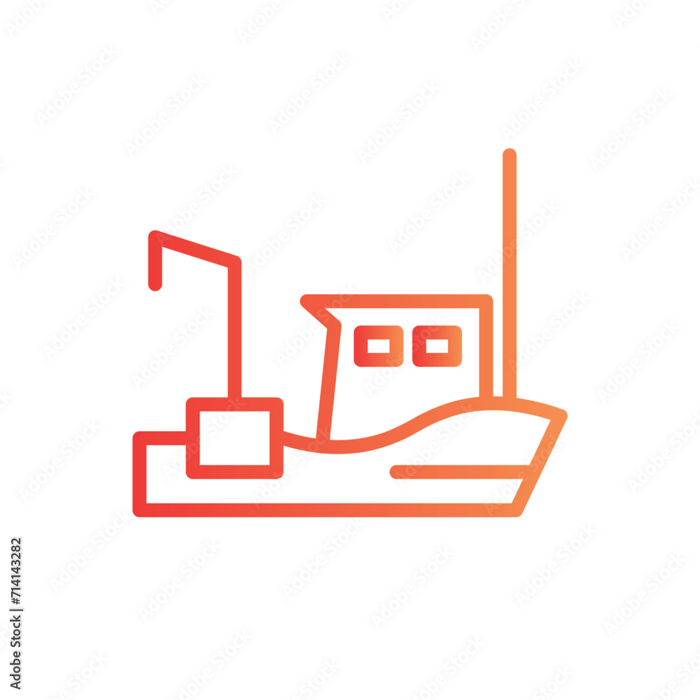 boat fishing ship line gradient icon boat fishing ship line gradient icon