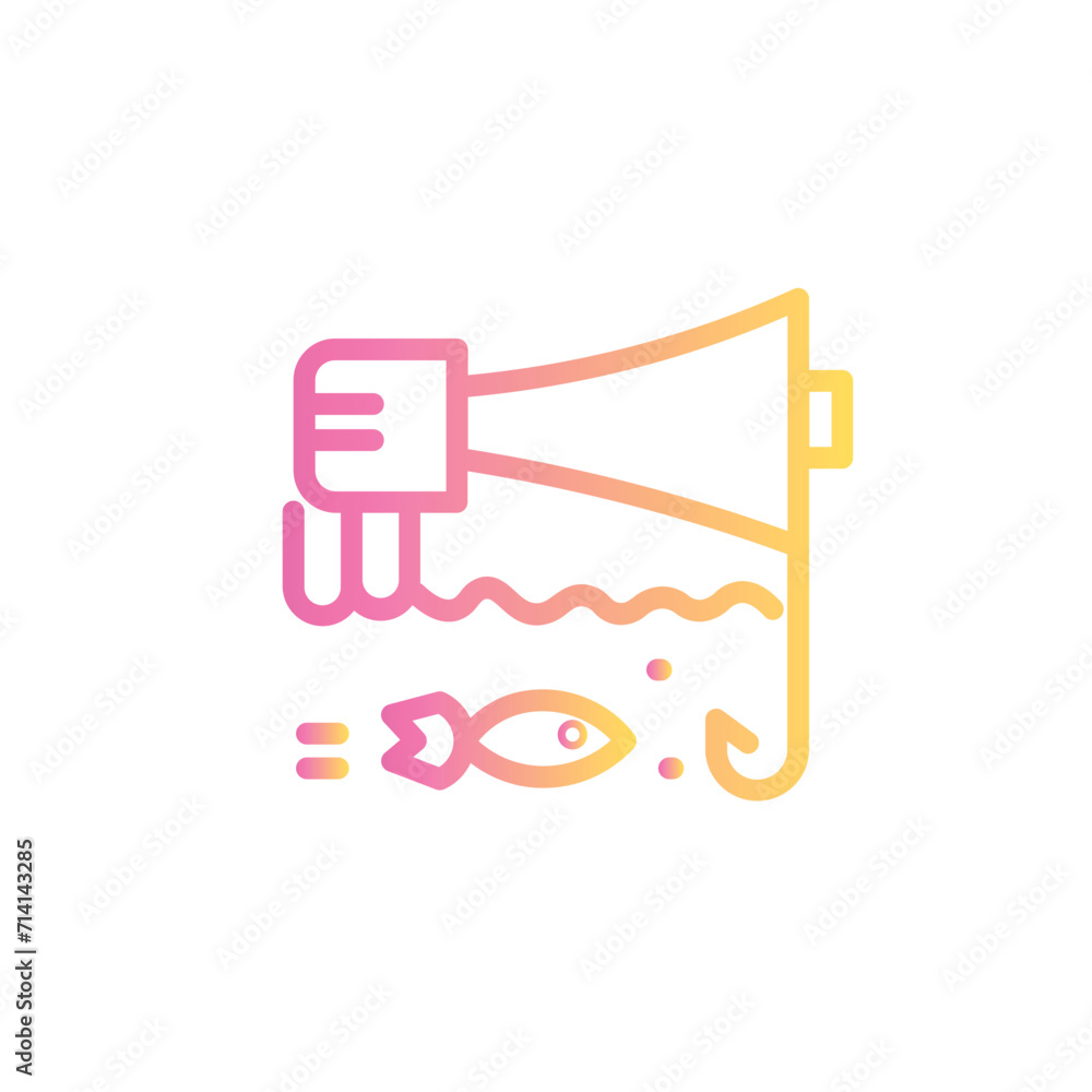 fish fishing megaphone line gradient icon fish fishing megaphone line gradient icon