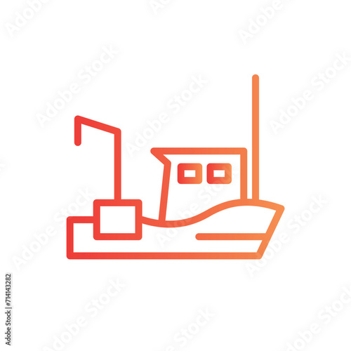 boat fishing ship line gradient icon