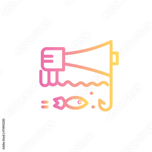 fish fishing megaphone line gradient icon