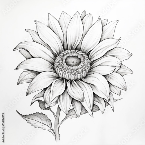 Pencil sketch nice sunflower drawing image Generative AI