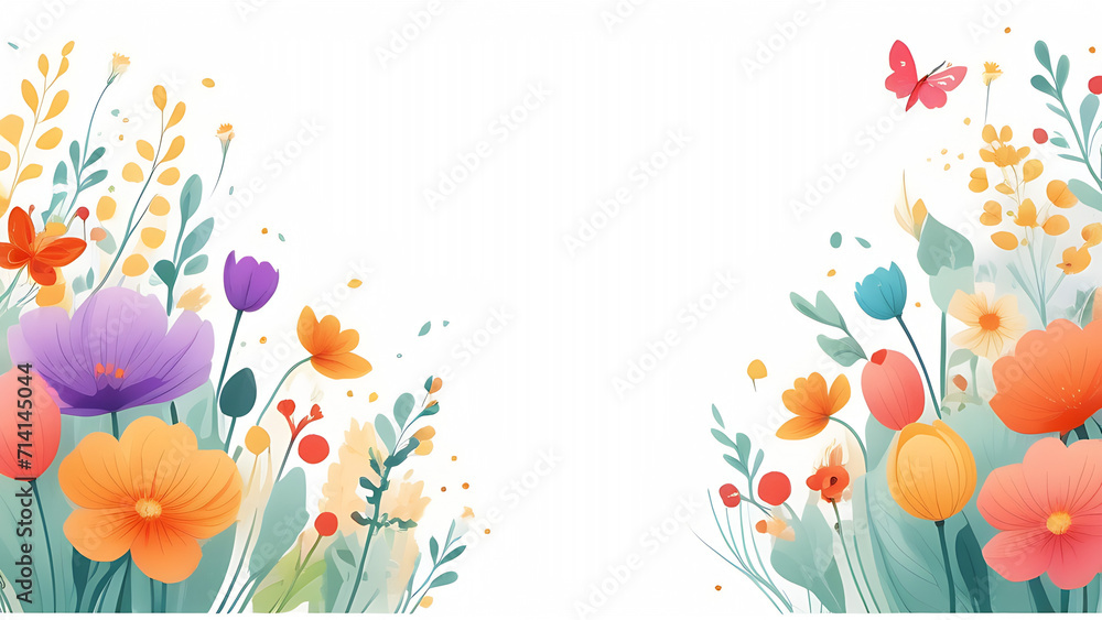 Frame with flowers on white background , 8th March, vector