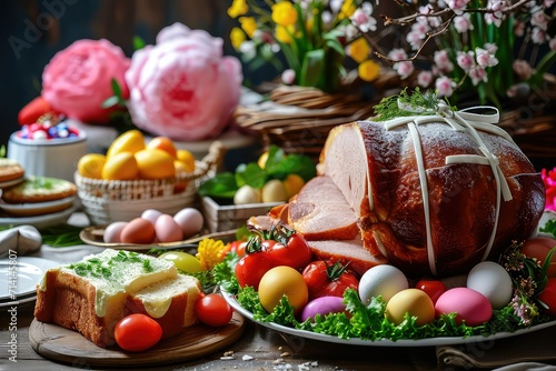 Traditional Easter dinner or brunch
