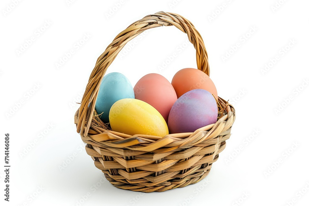 Easter basket with colored eggs