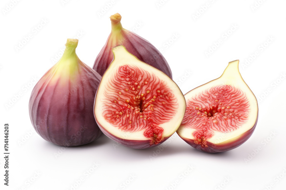 Fig fruit cut in half, isolated white background Fig fruit cut in half, isolated white background