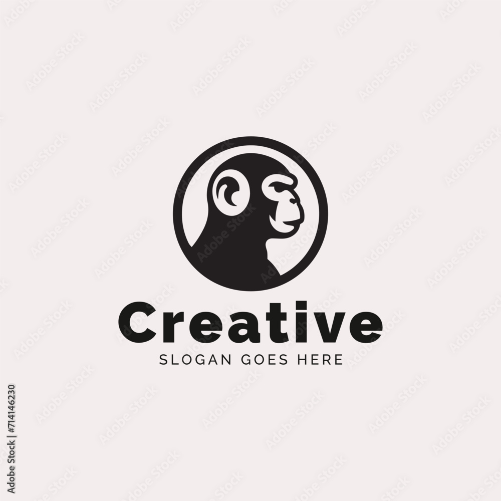 Creative Monkey Logo Design on a Neutral Background for Branding Purposes Creative Monkey Logo Design on a Neutral Background for Branding Purposes