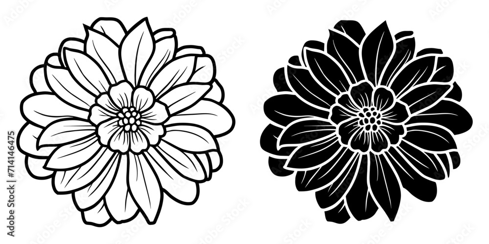 A set of two black silhouettes of flowers isolated on a white background A set of two black silhouettes of flowers isolated on a white background