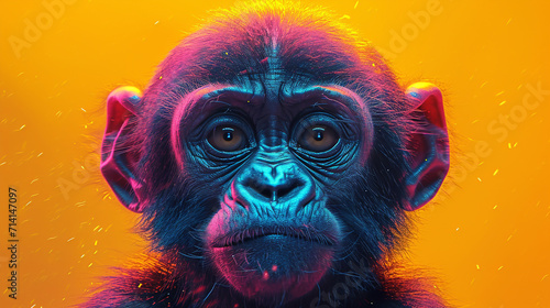 detailed illustration of a print of colorful baby gorilla © Adja Atmaja
