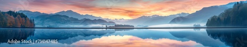 Majestic Lake With Towering Mountain Range © BrandwayArt