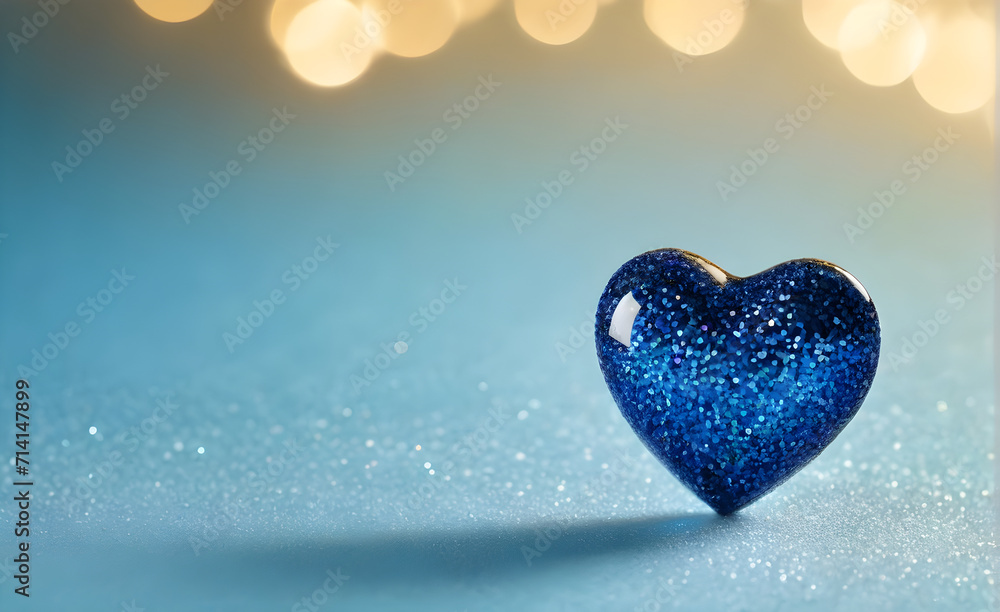 A small blue heart on a sparkling white background. Generative AI A small blue heart on a sparkling white background. Generative AI