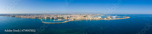 Bari, Italy. Embankment and port. Bari is a port city on the Adriatic coast, the capital of the southern Italian region of Apulia. Aerial view