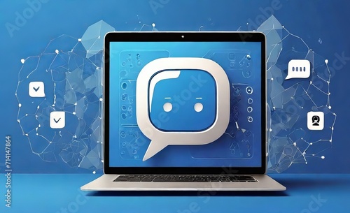 Chat bot abstract logo on a laptop scree