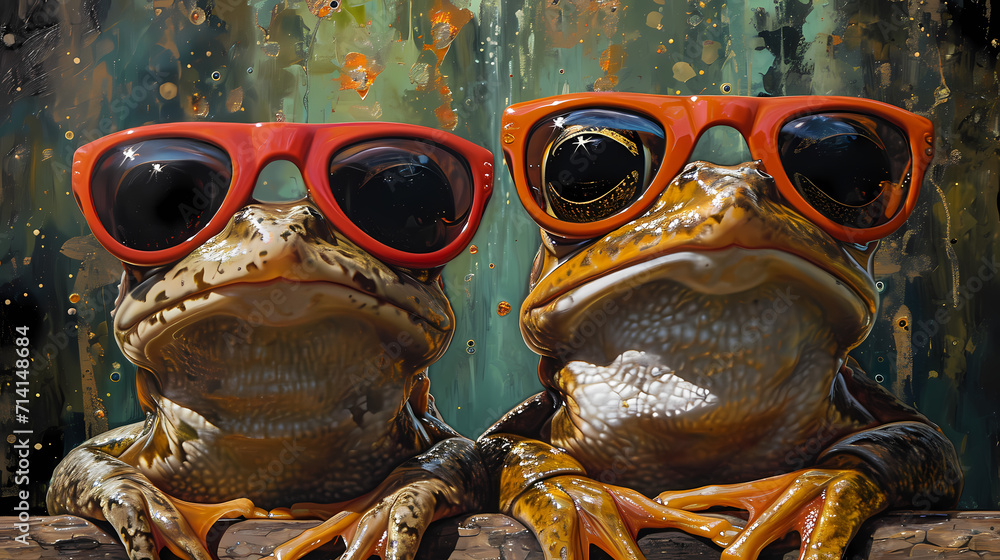 frogs with glases