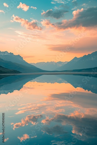 Majestic Mountains Reflecting on Vast Water Body