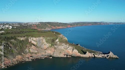 Babbacombe, Torbay, South Devon, England: DRONE VIEWS: Anstey's Cove, the former limestone quarry and Walls Hill. The Cove is assoiated with smuggling and the crime writer, Agatha Christie (Clip 6). photo