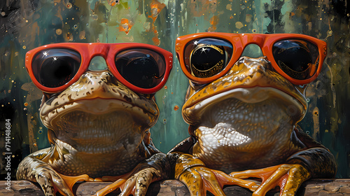 frogs with glases