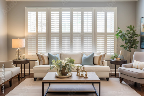 Plantation shutters, classic and versatile window treatments, feature adjustable louvers mounted on a solid frame, providing an elegant and functional solution that allows for precise control of light