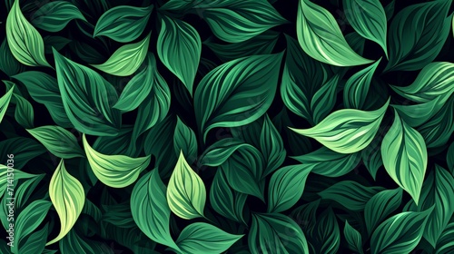 Wallpaper Mural Green Leaves Against Black Background Torontodigital.ca