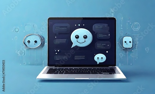 Chat bot abstract logo on a laptop scree