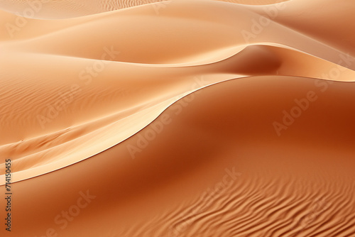 Wavy sand dunes in the desert. Generative AI © Vovmar