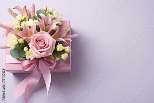 Bouquet of flowers on a light background, a place for the text. Birthday greetings, March 8, Mother's Day. © Наталья Майшева