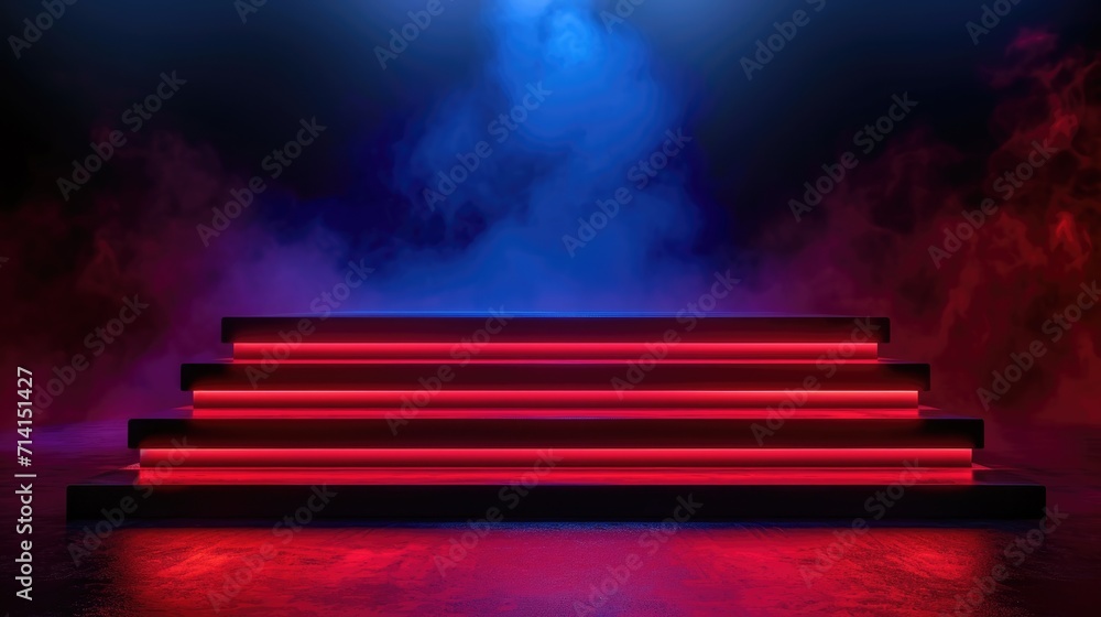 Podium background for promotional products. Studio podium for product advertising. Stage stand. Blank podium. Display platform