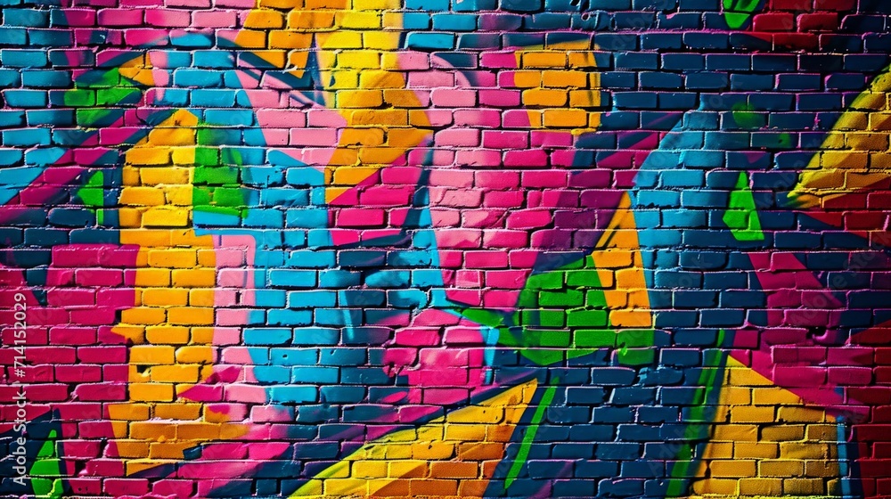 Obraz premium Colorful Painting on Brick Wall