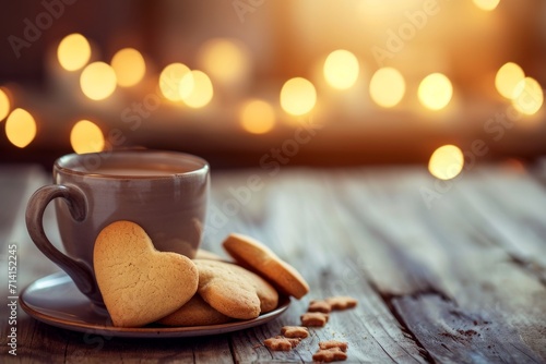 Hear shaped cookies and hot drink