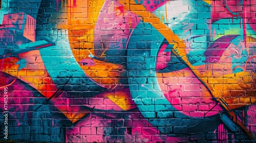 Colorful Graffiti on Brick Wall