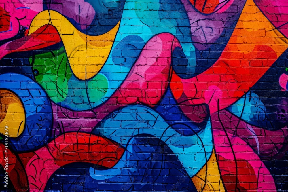 Obraz premium Colorful Painting on Brick Wall