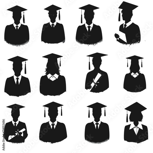 graduated students silhouettes ,  graduated students  hat silhouettes ,degree silhouettes , degree hat  silhouettes , university students silhouettes