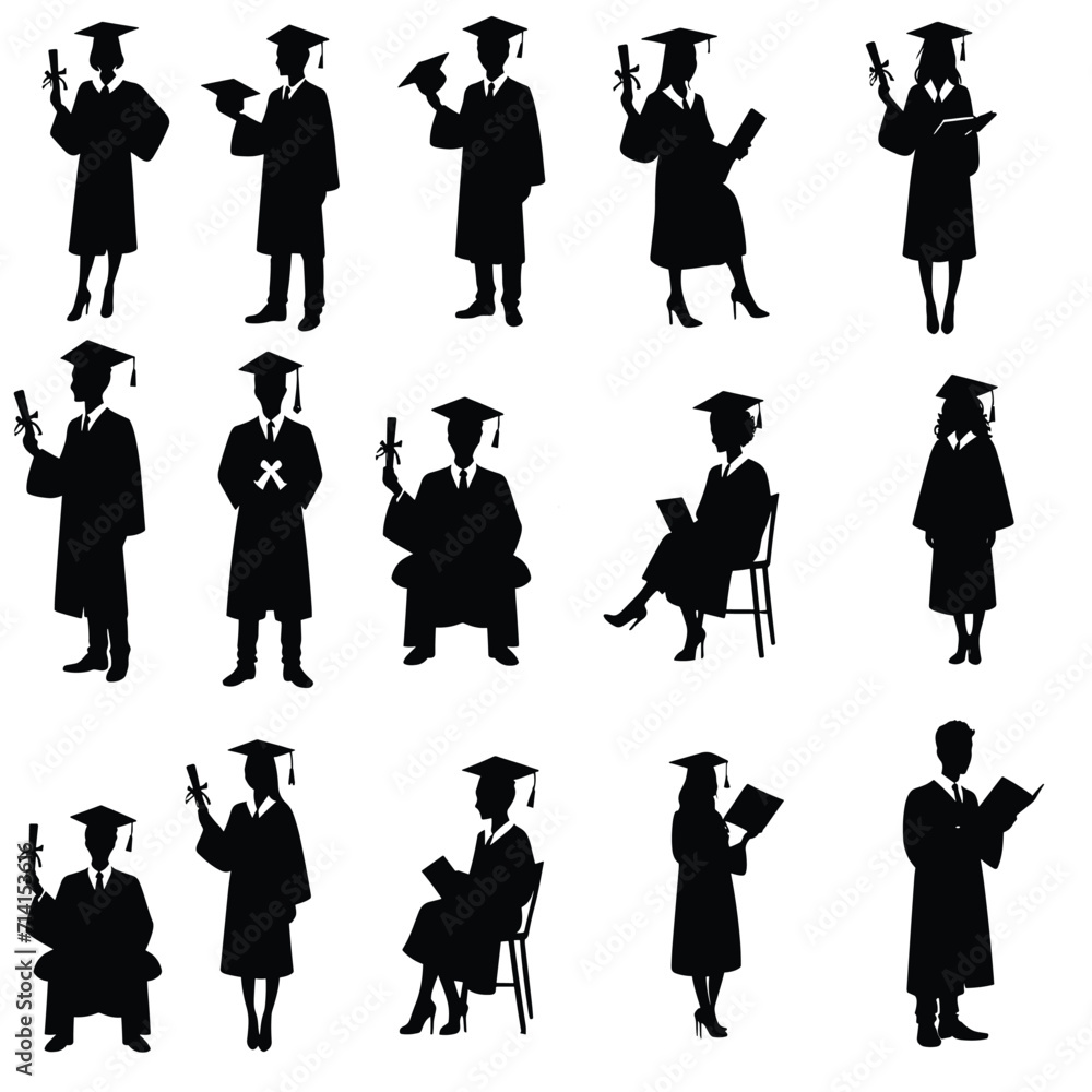 graduated students silhouettes ,  graduated students  hat silhouettes ,degree silhouettes , degree hat  silhouettes , university students silhouettes