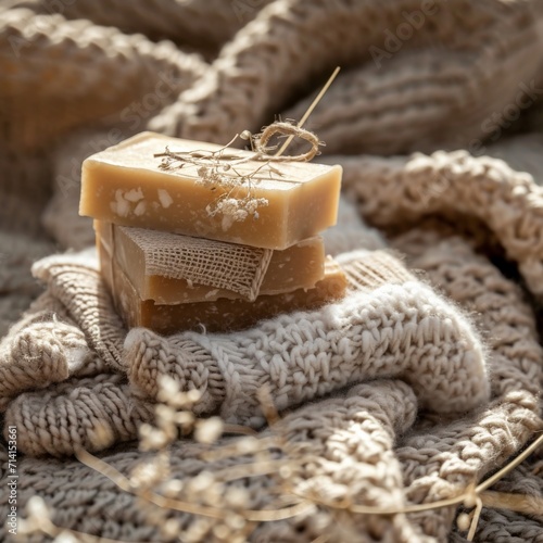 Soap Bar on Pile of Sweaters