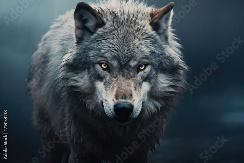 Gray scary eyed wolf