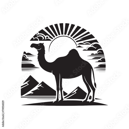 Nomadic Nectar: Camel Silhouette Set Extracting the Sweet Nectar of Nomadic Life in the Desert - Desert Silhouette - Camel Vector
