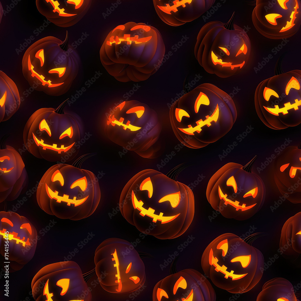 Halloween jack o lantern pumpkin face glowing lights pattern background Halloween jack o lantern pumpkin face glowing lights pattern background