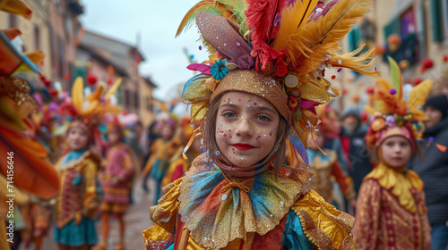 Boy in carnival costume on the street