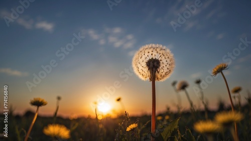 Dandelion at sunset 