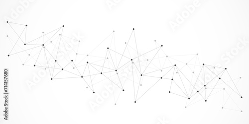 Minimalistic design with connecting the dots and lines. Abstract geometric background of science and technology concept