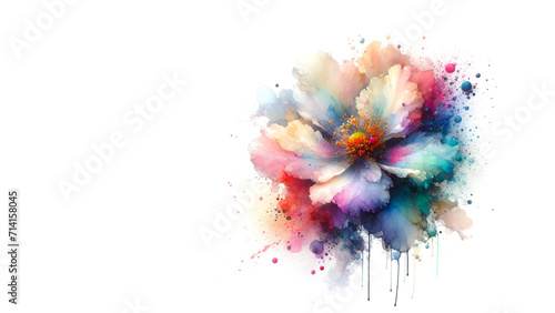 Abstract paint flower colorful petals by liquid fluid splash watercolor alcohol ink isolated on white background © Stima