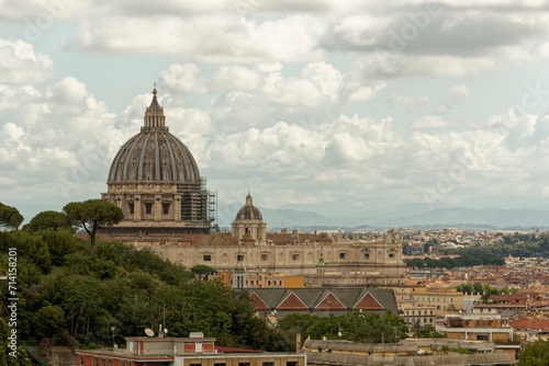 Rome Italy Ancient city of Europe. Art and culture. Tourists from all over the world for the history and monuments like Vaticano with St Peter Castel Sant'angelo Colosseum Barcaccia