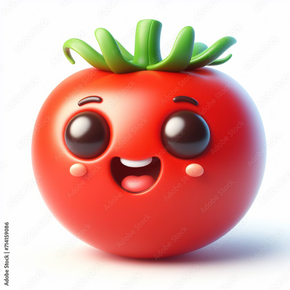 Fototapeta premium 3D funny cartoon of a tomato. Agriculture, vegetables and healthy food. AI generated