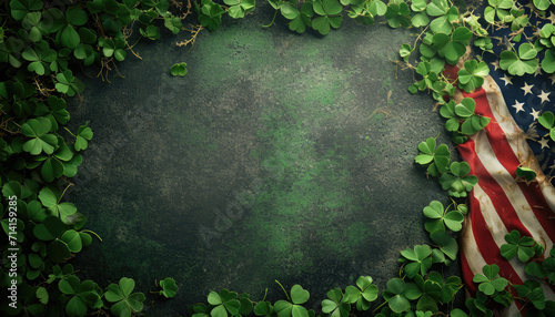 Wallpaper Mural Elegant background for the first day of the month Irish American heritage themed poster with an American flag and clover leaf decoration on the edge of the screen. Torontodigital.ca