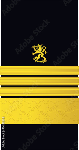 Shoulder sleeve pad military officer mark for the AMIRAALI (ADMIRAL) insignia rank of the Finnish Navy